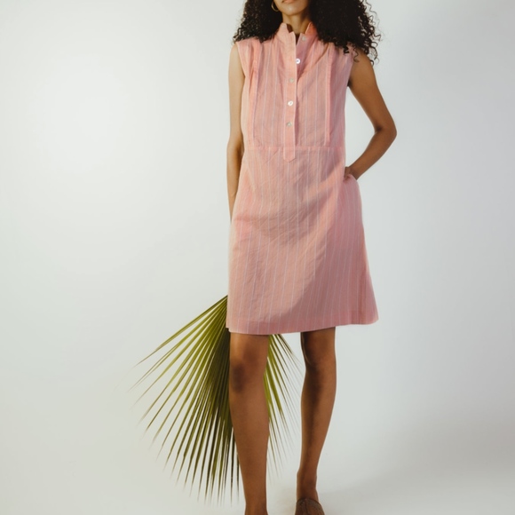 The Tunic Dress in Coral Stripe - Picture 1 of 3